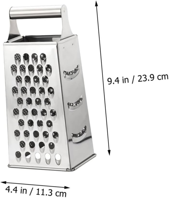 Silver Stainless Steel Multi Use Grater With Non Slip Handle Heavy Duty Vegetable Cheese Slicer - Image 2